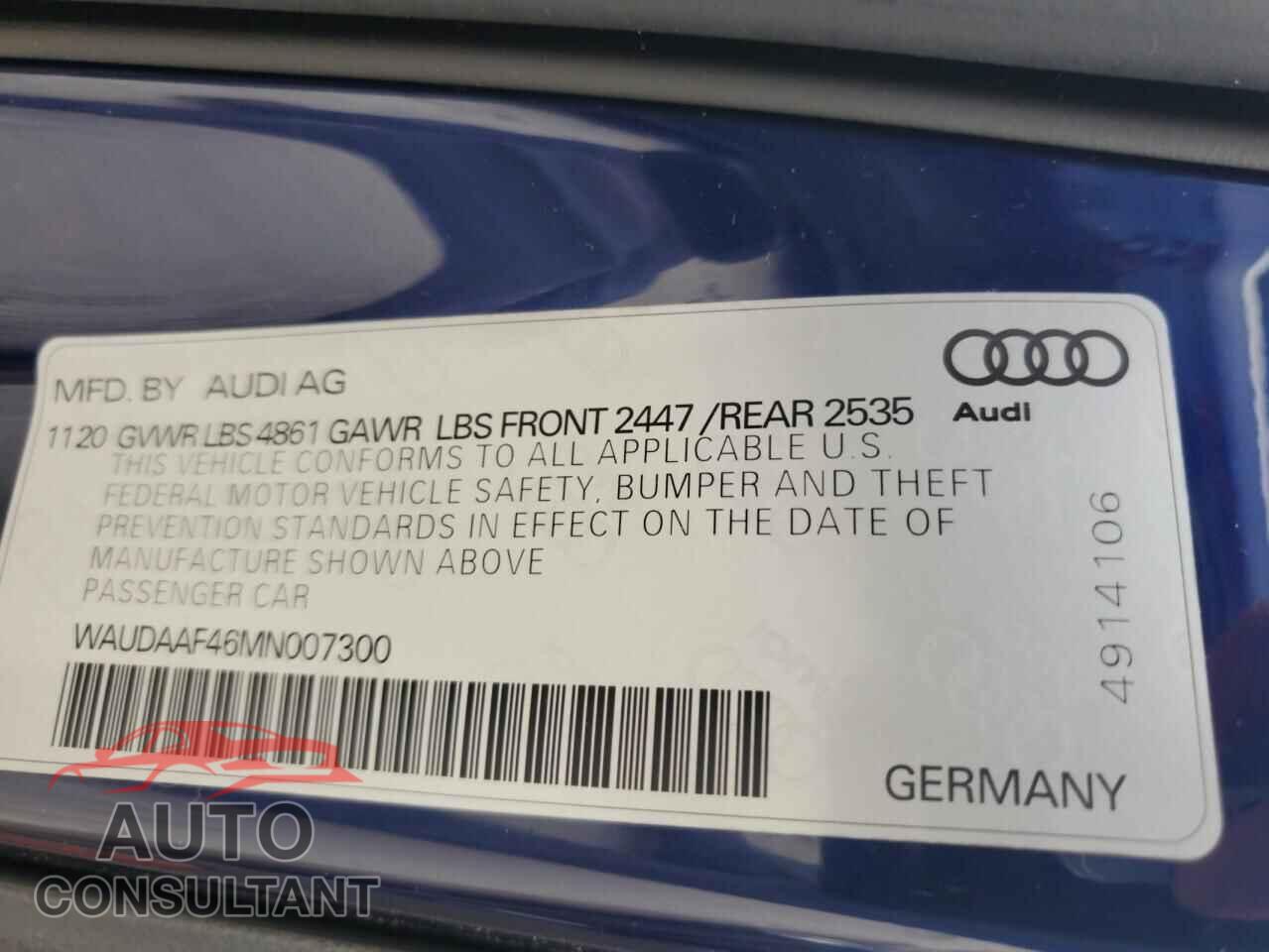 AUDI A4 2021 - WAUDAAF46MN007300