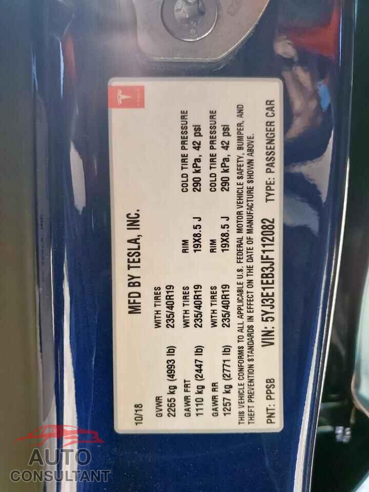 TESLA MODEL 3 2018 - 5YJ3E1EB3JF112082