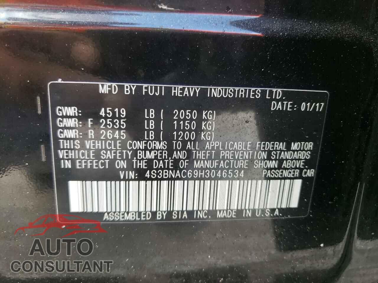 SUBARU LEGACY 2017 - 4S3BNAC69H3046534
