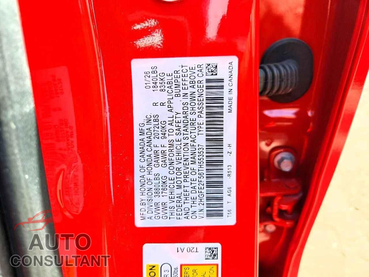 HONDA CIVIC 2026 - 2HGFE2F56TH553537