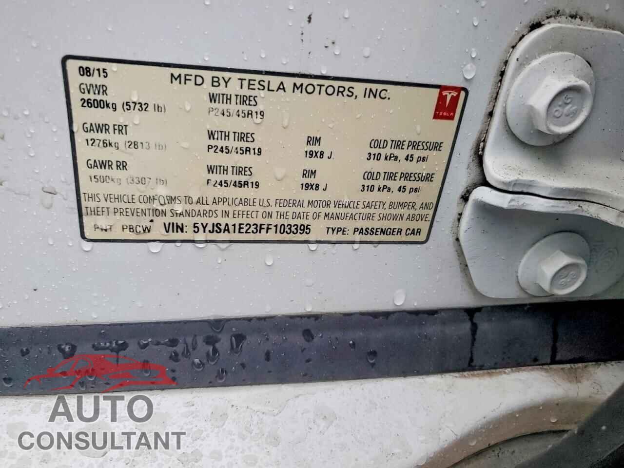 TESLA MODEL S 2015 - 5YJSA1E23FF103395