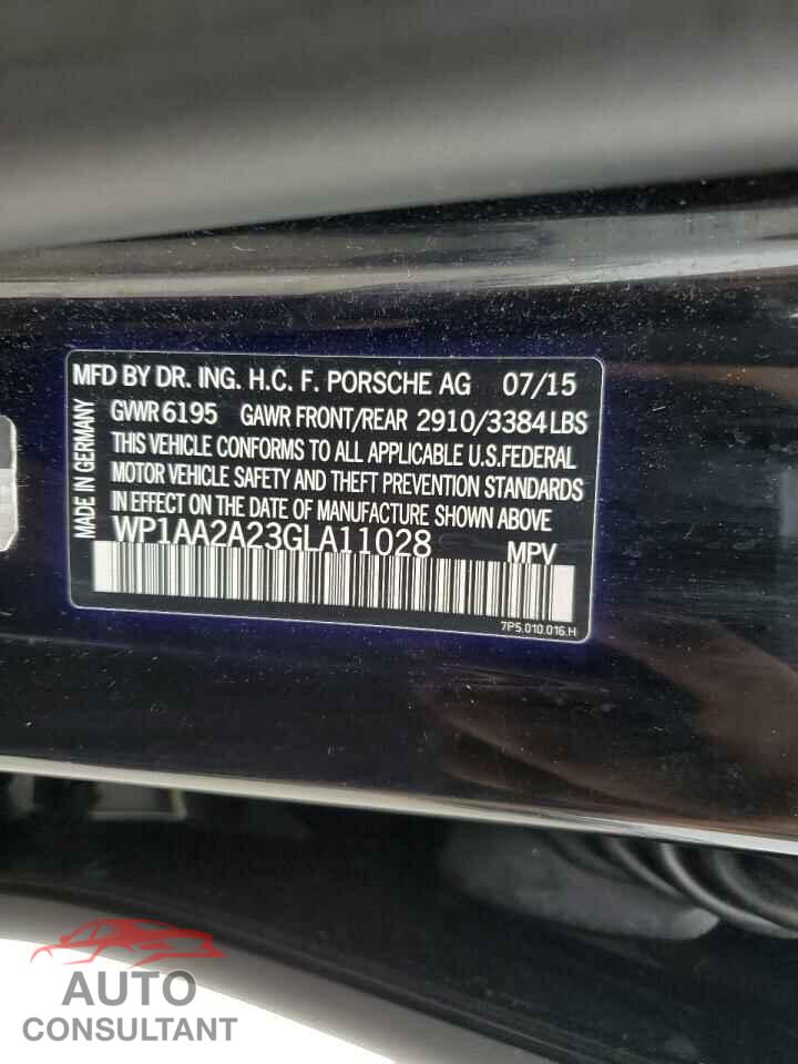 PORSCHE CAYENNE 2016 - WP1AA2A23GLA11028