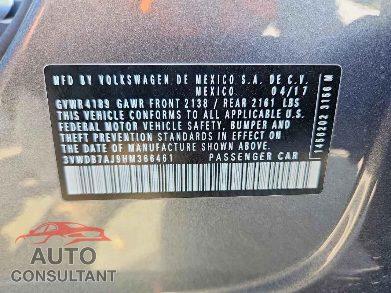 VOLKSWAGEN JETTA 2017 - 3VWDB7AJ9HM366461