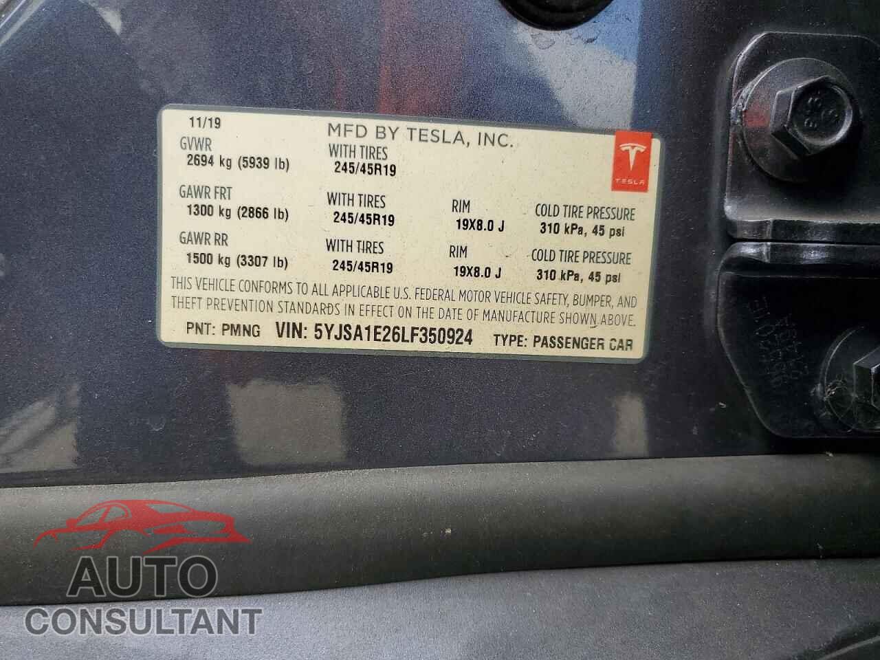 TESLA MODEL S 2020 - 5YJSA1E26LF350924