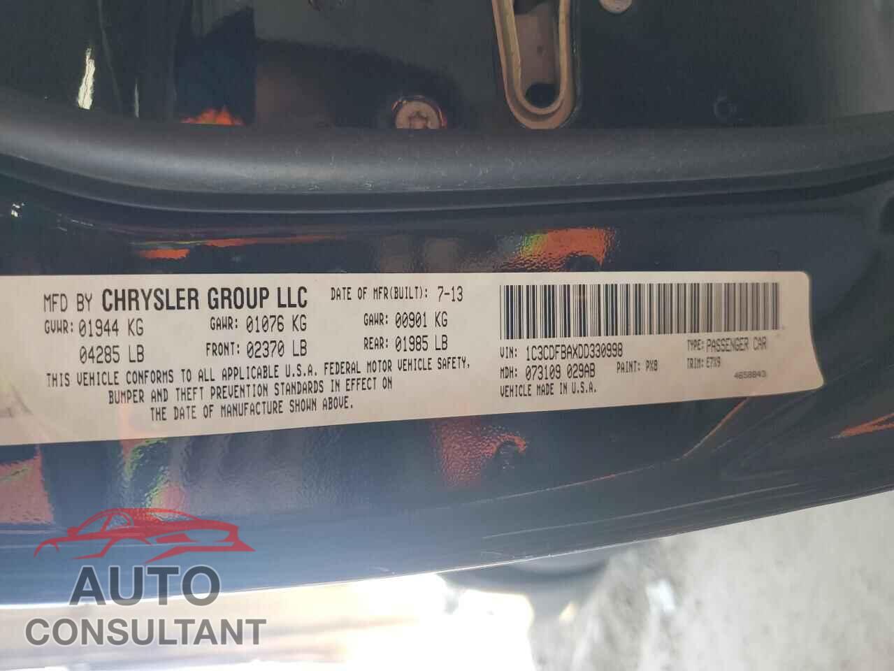 DODGE DART 2013 - 1C3CDFBAXDD330998