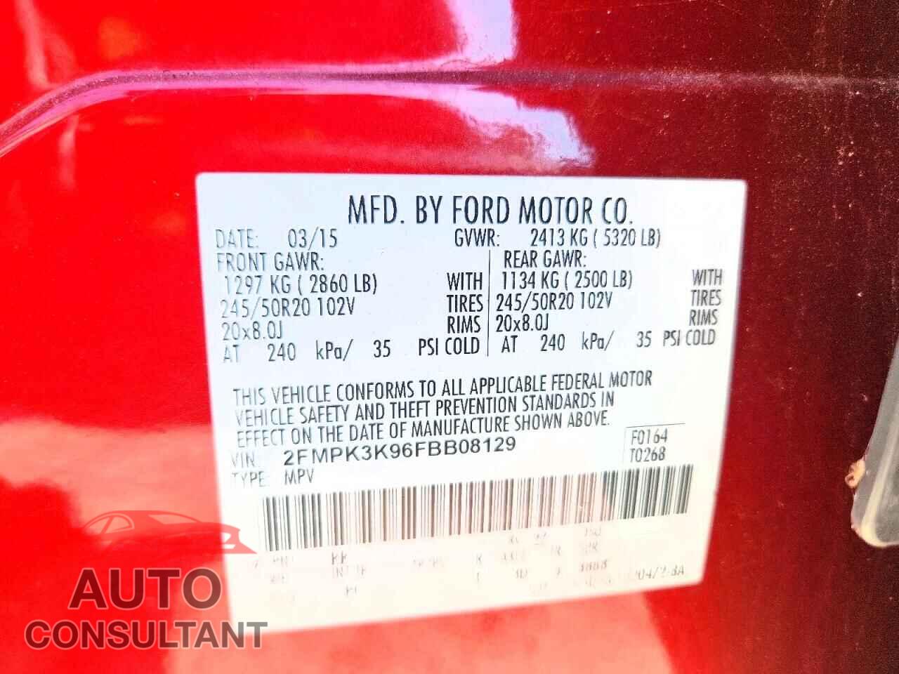 FORD EDGE 2015 - 2FMPK3K96FBB08129