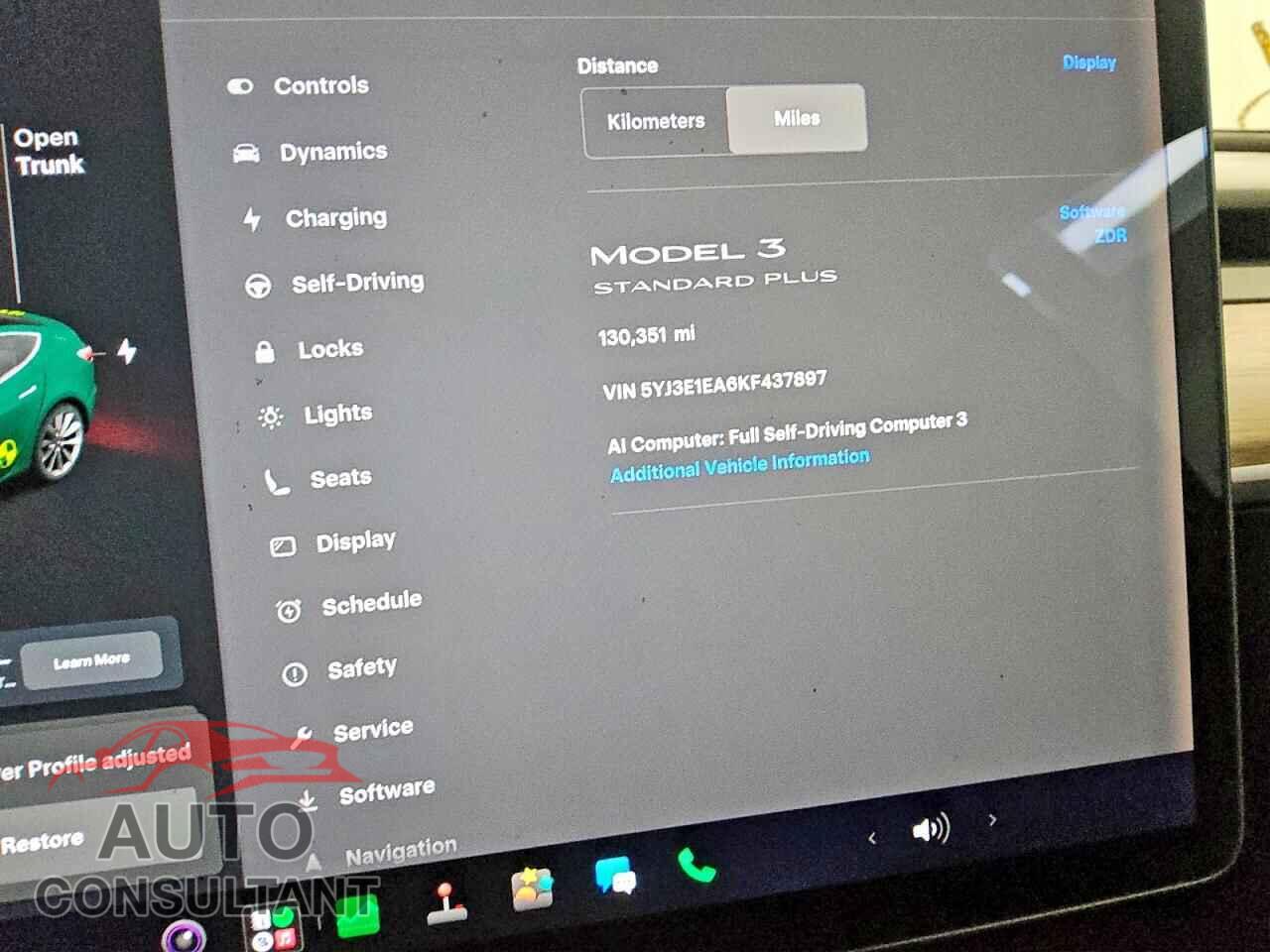 TESLA MODEL 3 2019 - 5YJ3E1EA6KF437897