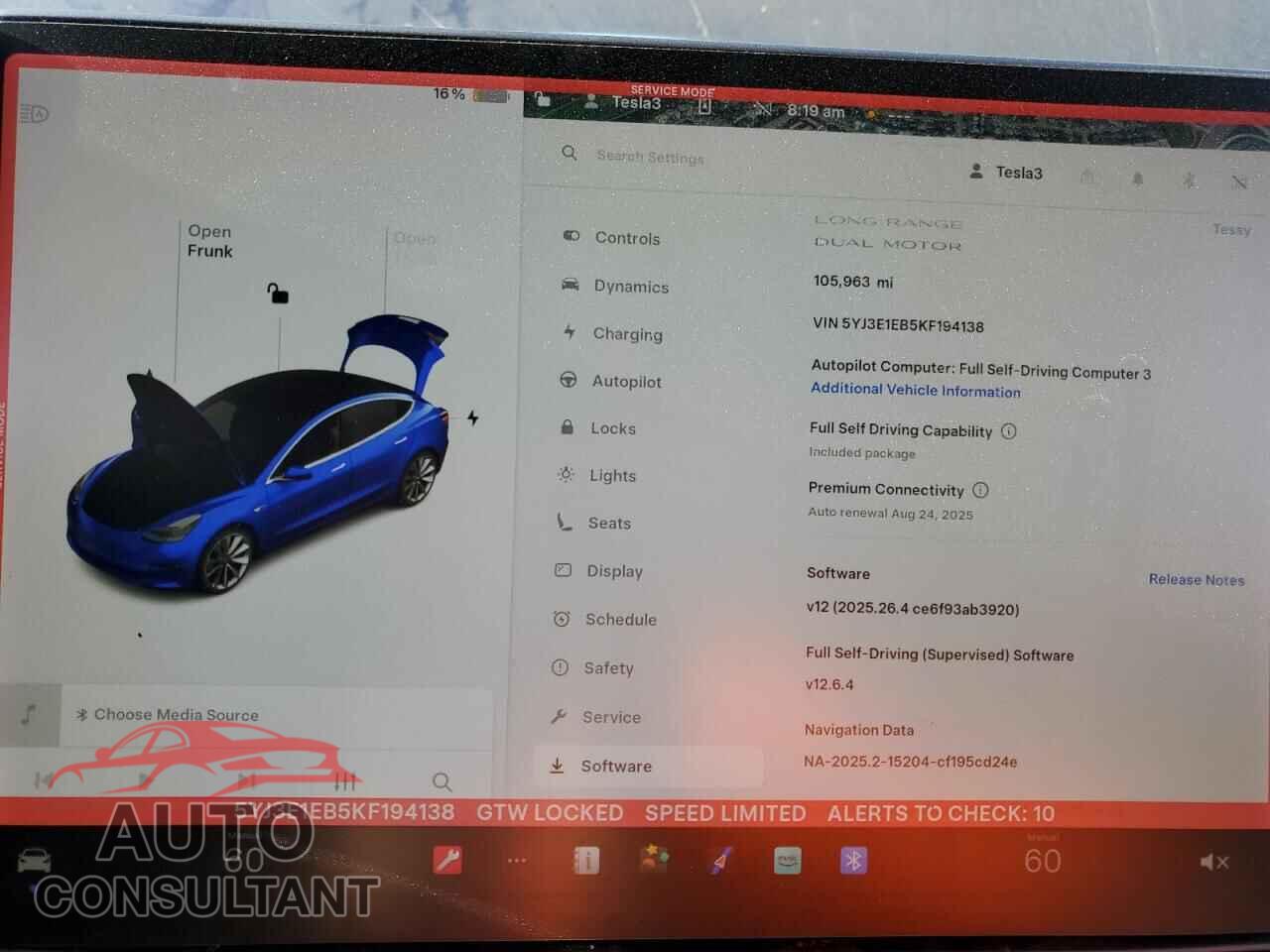 TESLA MODEL 3 2019 - 5YJ3E1EB5KF194138