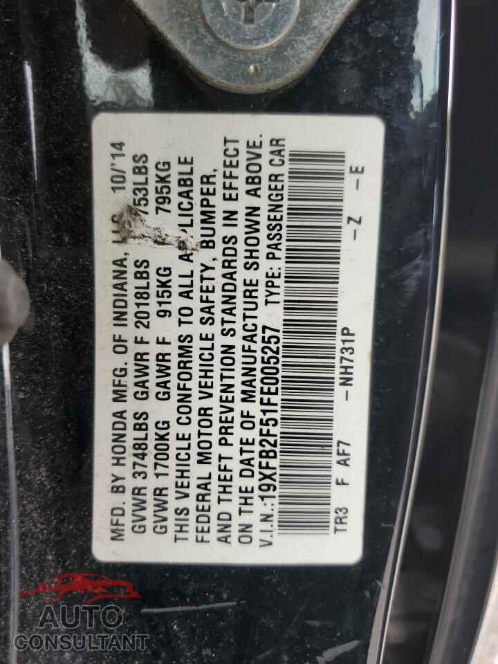 HONDA CIVIC 2015 - 19XFB2F51FE005257