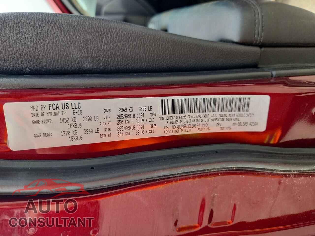 DODGE DURANGO 2020 - 1C4RDJAG6LC120174