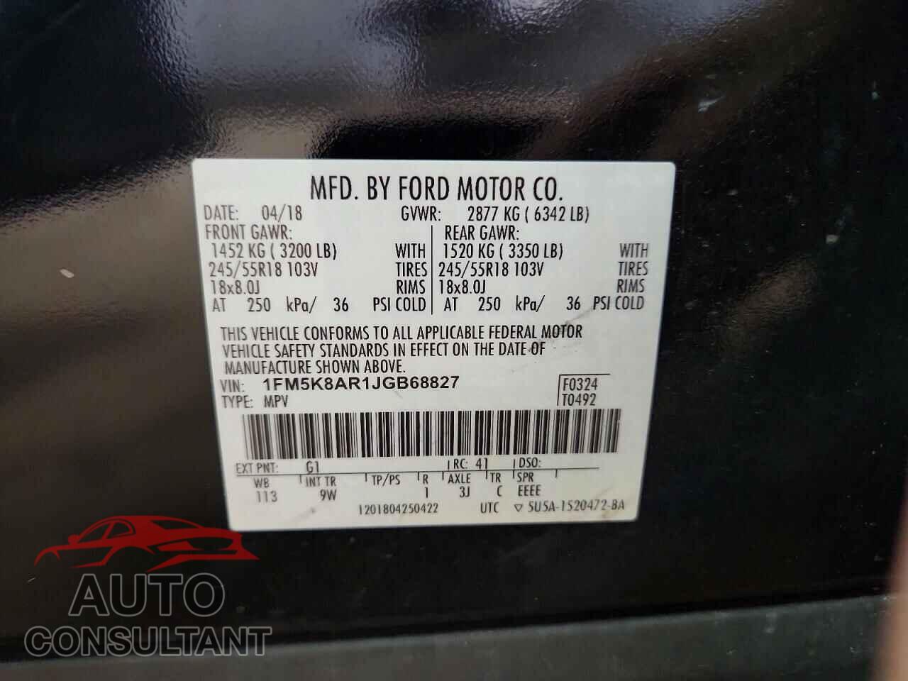 FORD EXPLORER 2018 - 1FM5K8AR1JGB68827