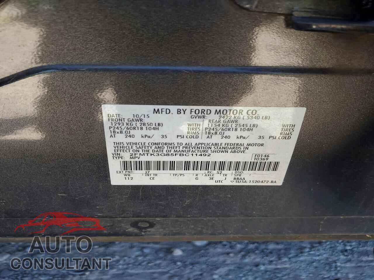 FORD EDGE 2015 - 2FMTK3G85FBC11492