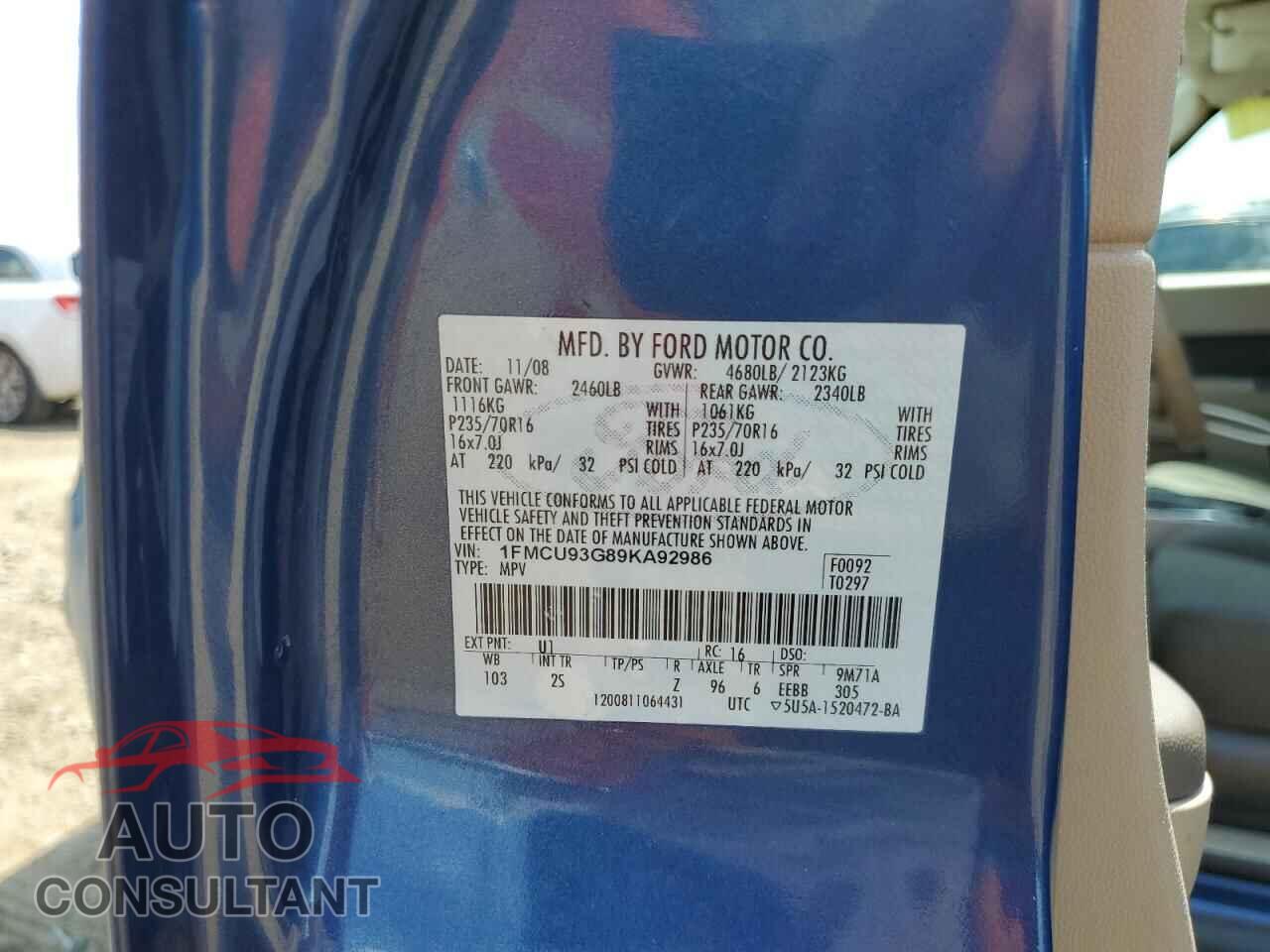 FORD ESCAPE 2009 - 1FMCU93G89KA92986
