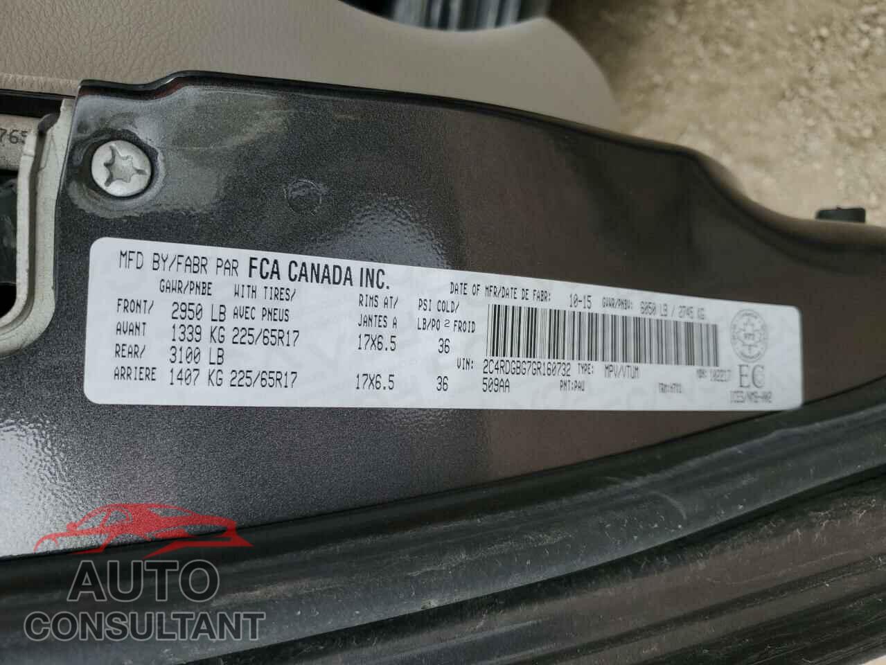 DODGE CARAVAN 2016 - 2C4RDGBG7GR160732