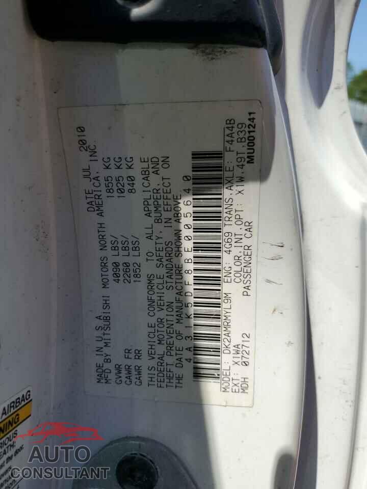 MITSUBISHI ECLIPSE 2011 - 4A31K5DF8BE005640