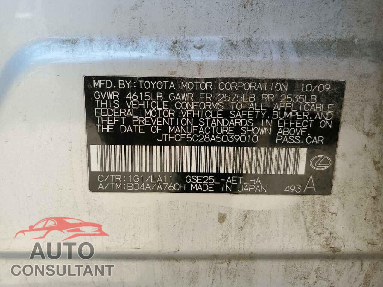 LEXUS IS 2010 - JTHCF5C28A5039010