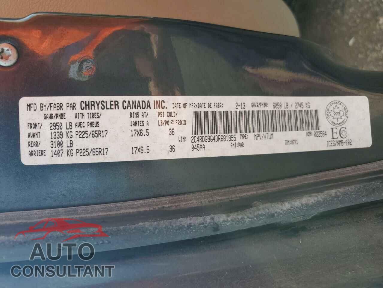DODGE CARAVAN 2013 - 2C4RDGBG4DR681855