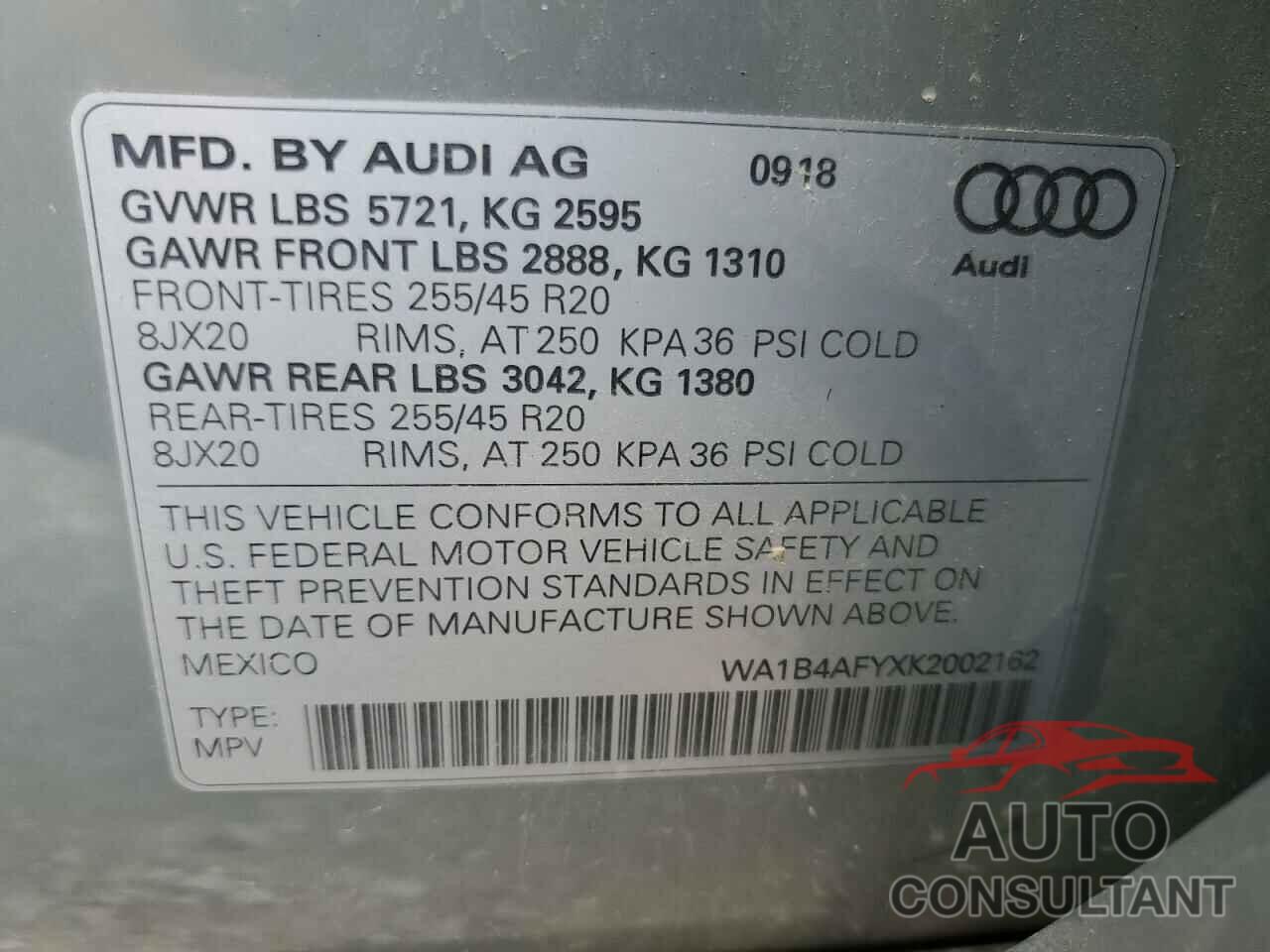 AUDI SQ5 2019 - WA1B4AFYXK2002162