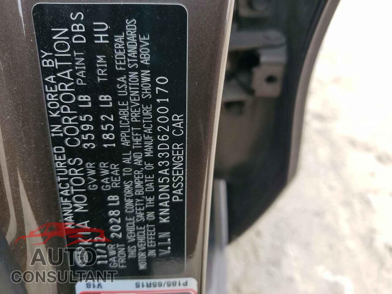 KIA RIO 2013 - KNADN5A33D6200170