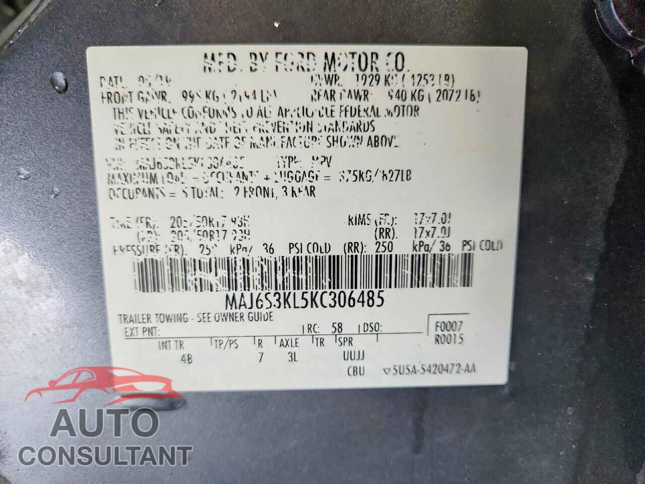 FORD ECOSPORT 2019 - MAJ6S3KL5KC306485