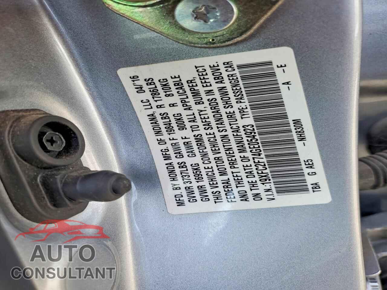 HONDA CIVIC 2016 - 19XFC2F74GE054923