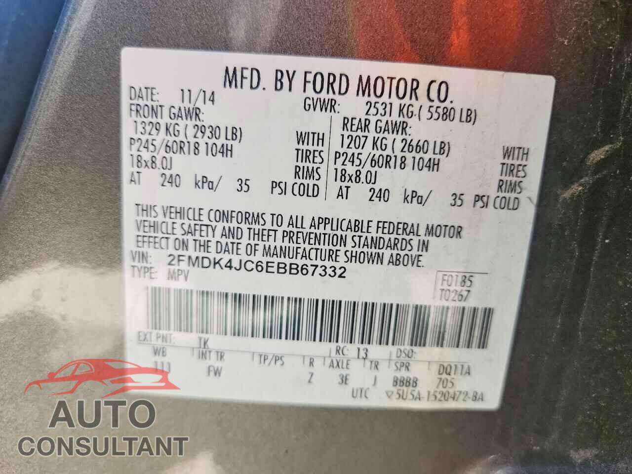 FORD EDGE 2014 - 2FMDK4JC6EBB67332