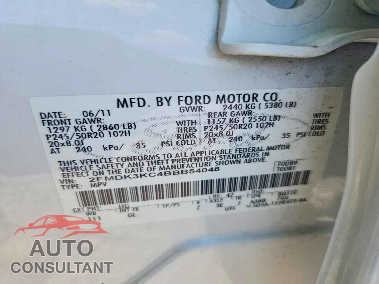 FORD EDGE 2011 - 2FMDK3KC4BBB54048