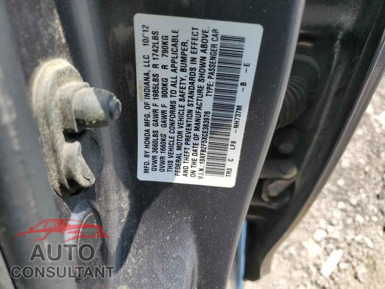 HONDA CIVIC 2012 - 19XFB2F5XCE383976