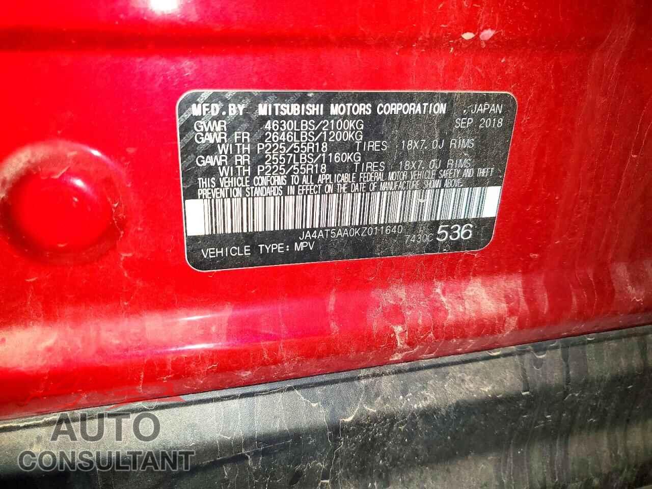 MITSUBISHI ECLIPSE 2019 - JA4AT5AA0KZ011640