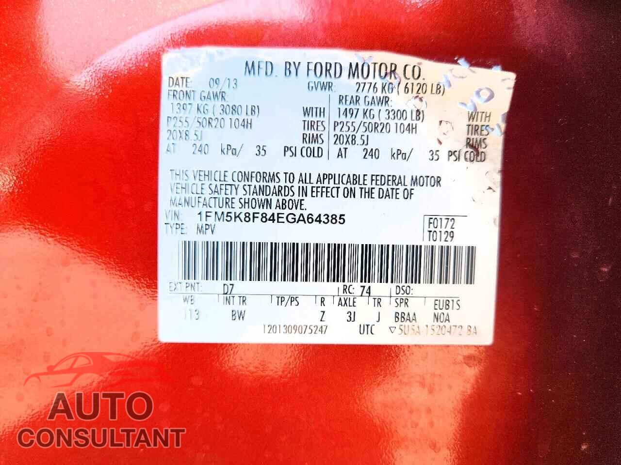 FORD EXPLORER 2014 - 1FM5K8F84EGA64385