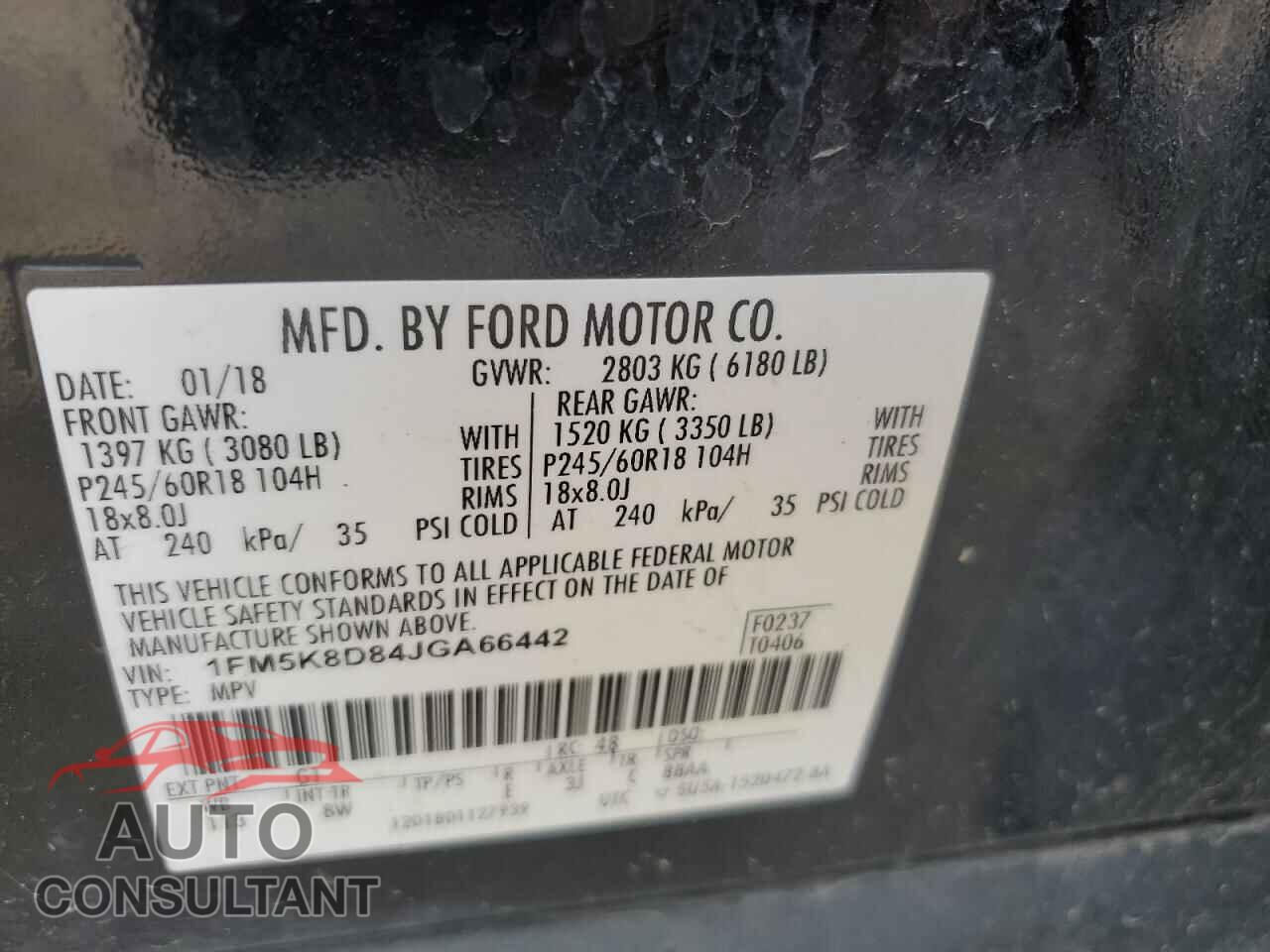 FORD EXPLORER 2018 - 1FM5K8D84JGA66442