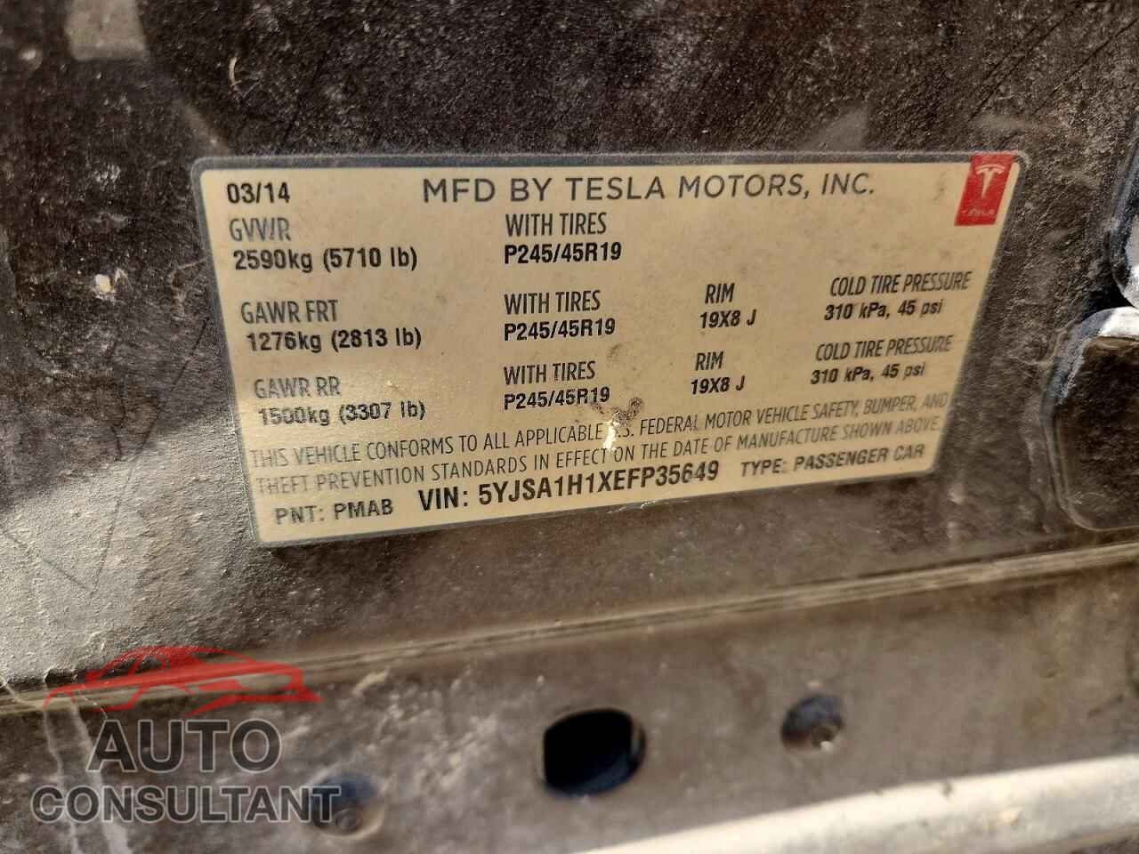 TESLA MODEL S 2014 - 5YJSA1H1XEFP35649