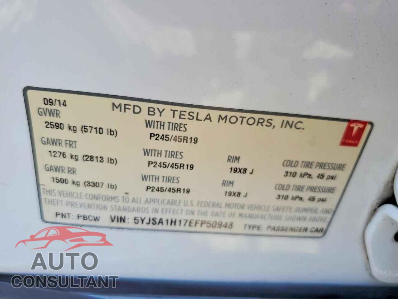 TESLA MODEL S 2014 - 5YJSA1H17EFP50948