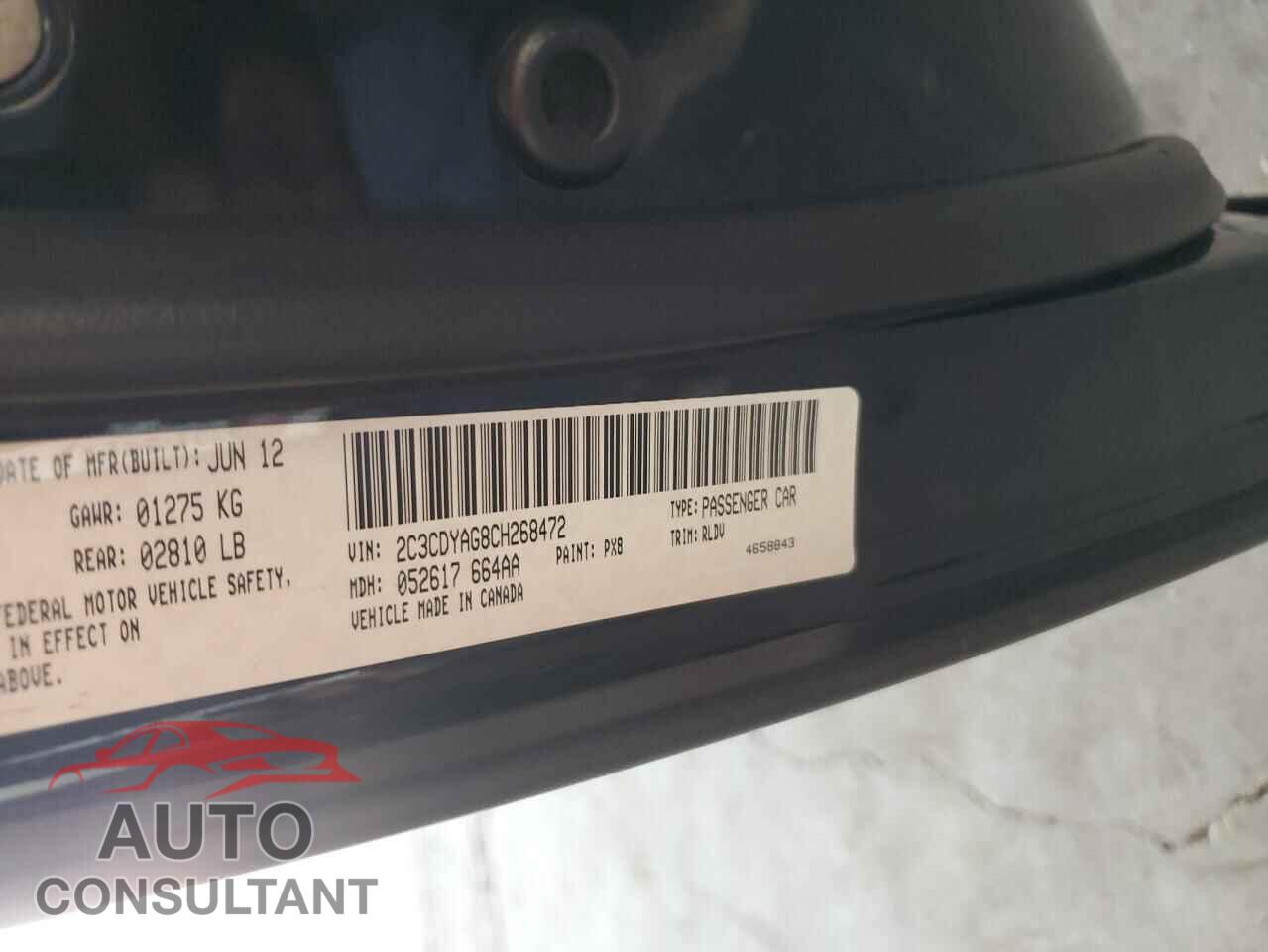 DODGE CHALLENGER 2012 - 2C3CDYAG8CH268472