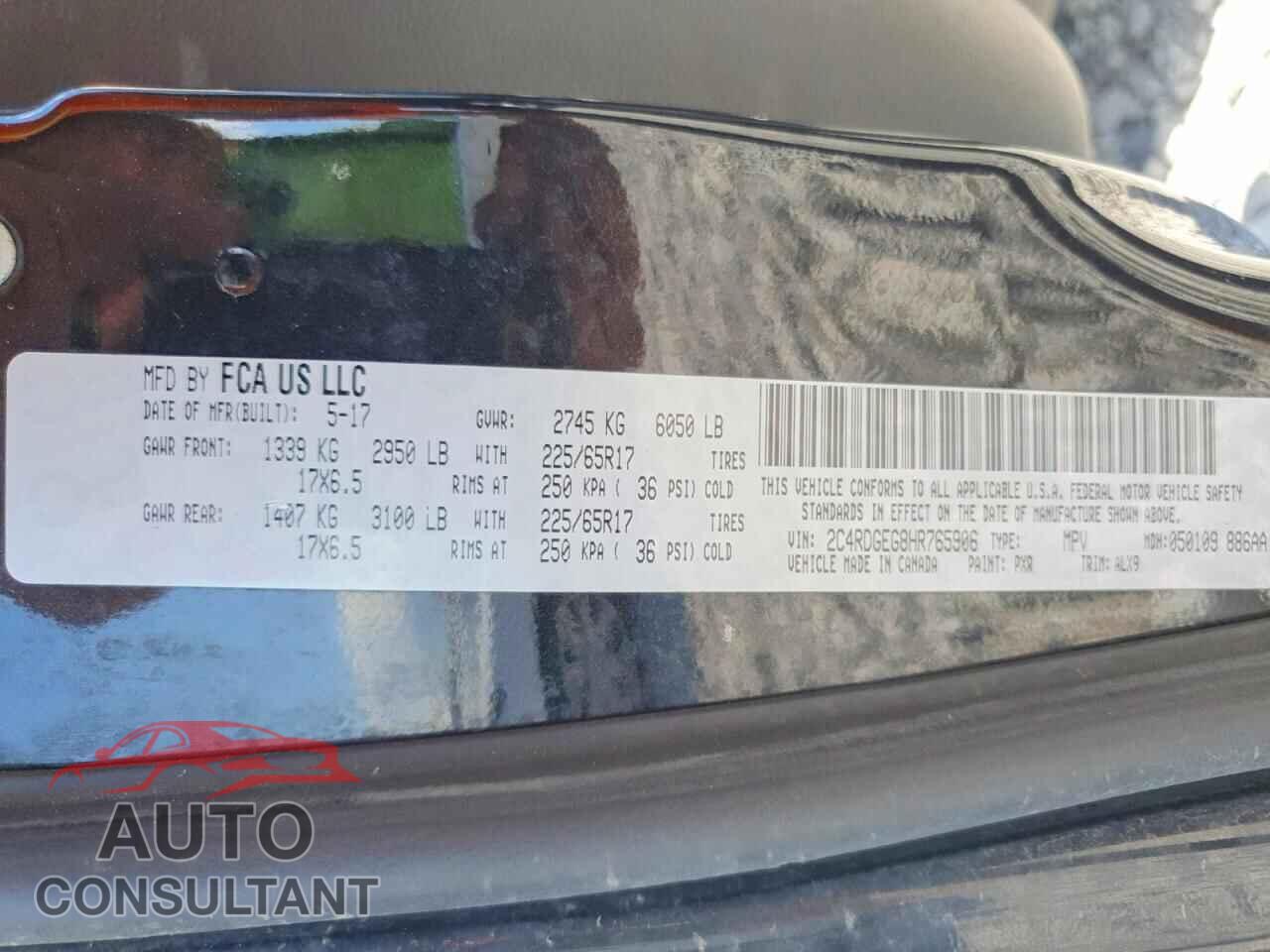 DODGE CARAVAN 2017 - 2C4RDGEG8HR765906