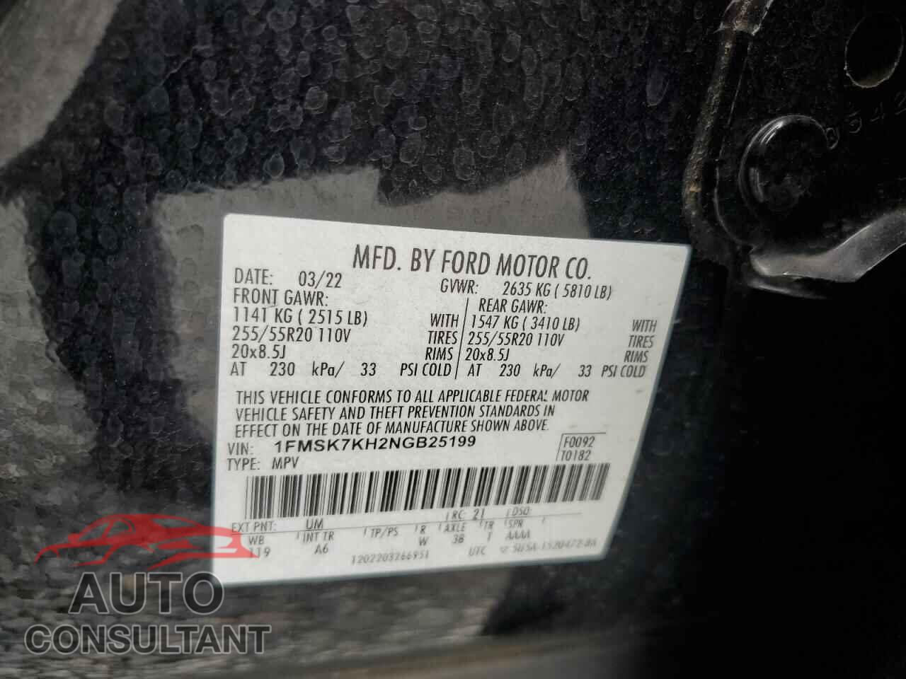 FORD EXPLORER 2022 - 1FMSK7KH2NGB25199