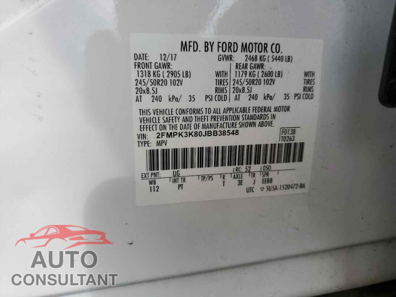 FORD EDGE 2018 - 2FMPK3K80JBB38548