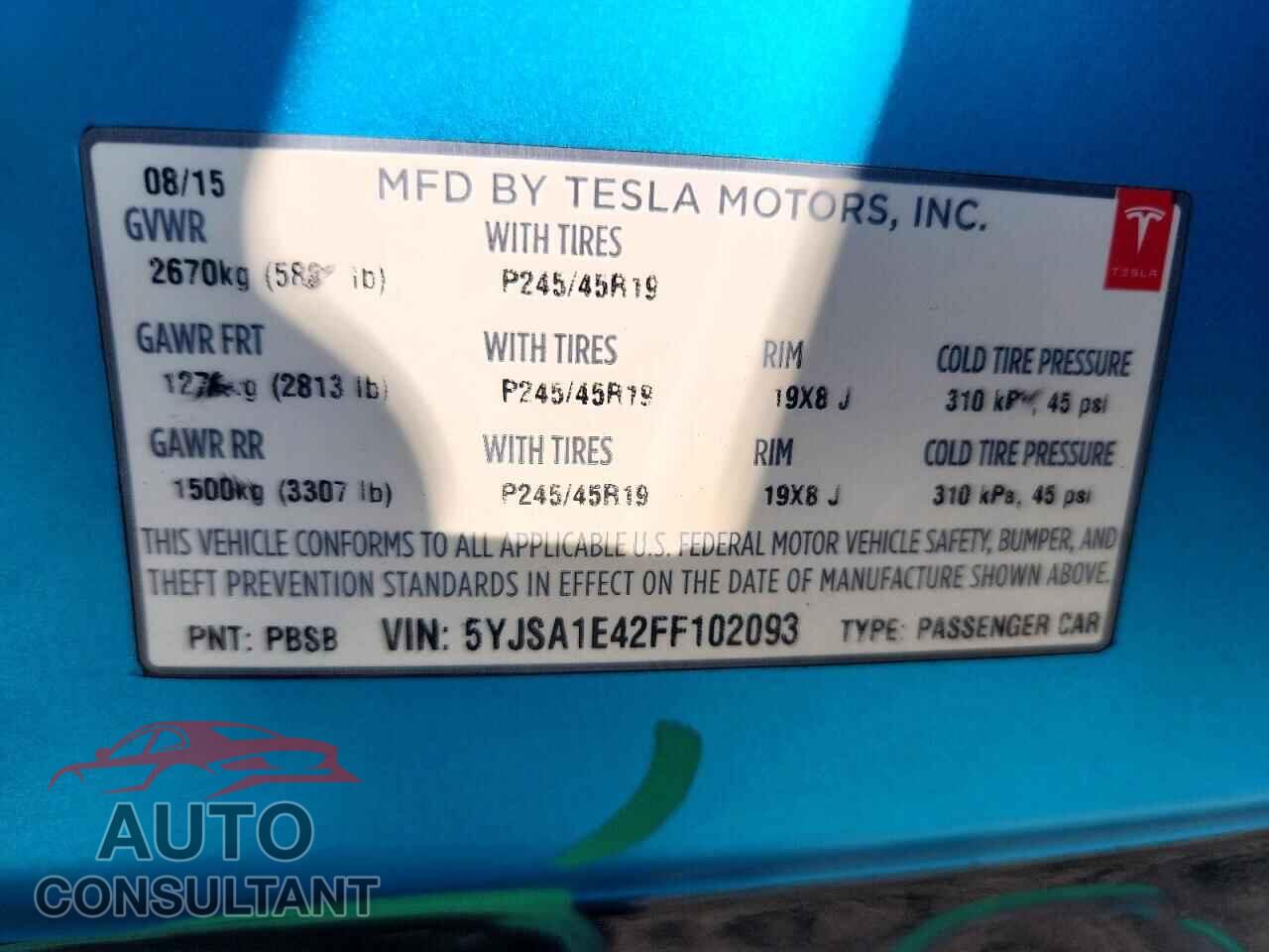 TESLA MODEL S 2015 - 5YJSA1E42FF102093