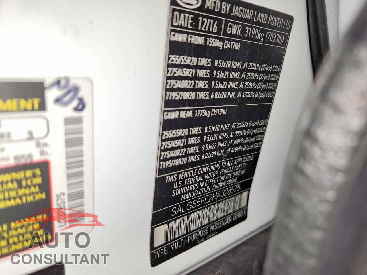 LAND ROVER RANGEROVER 2017 - SALGS5FE2HA328575
