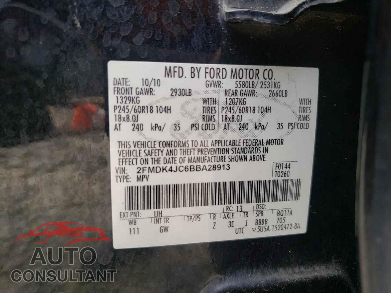 FORD EDGE 2011 - 2FMDK4JC6BBA28913