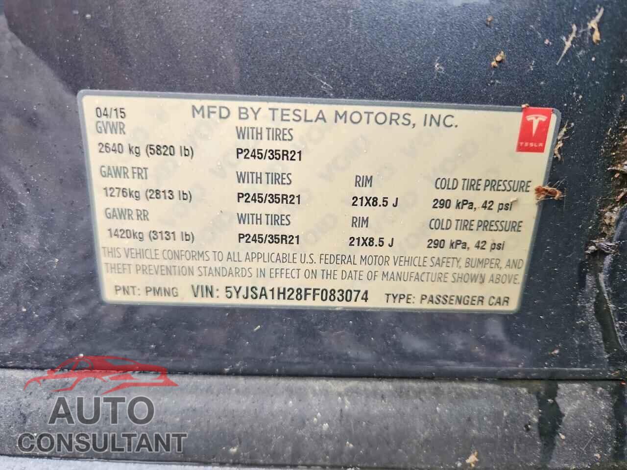 TESLA MODEL S 2015 - 5YJSA1H28FF083074