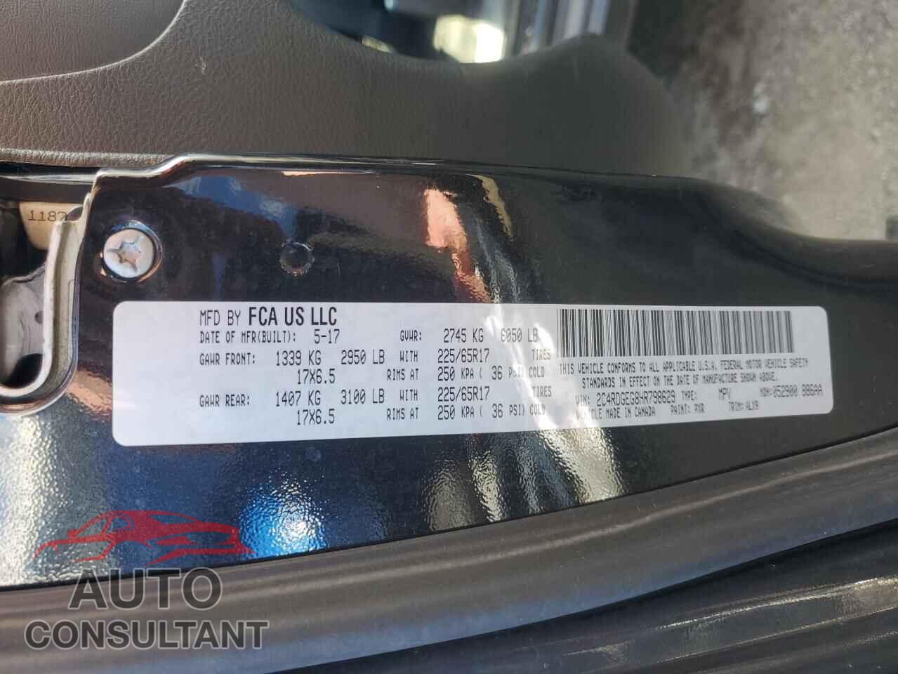 DODGE CARAVAN 2017 - 2C4RDGEG8HR798629