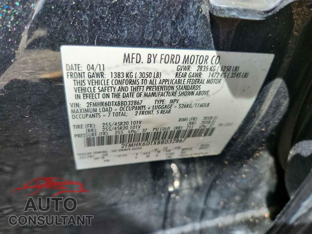 FORD FLEX 2011 - 2FMHK6DTXBBD32867