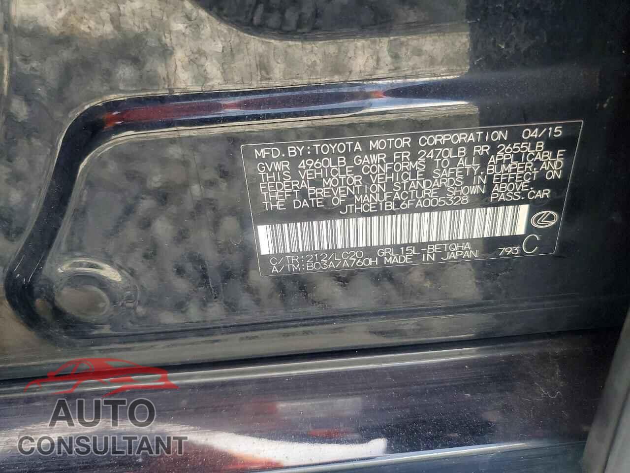 LEXUS GS350 2015 - JTHCE1BL6FA005328