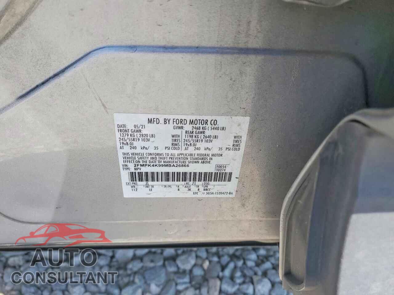 FORD EDGE 2021 - 2FMPK4K99MBA26866