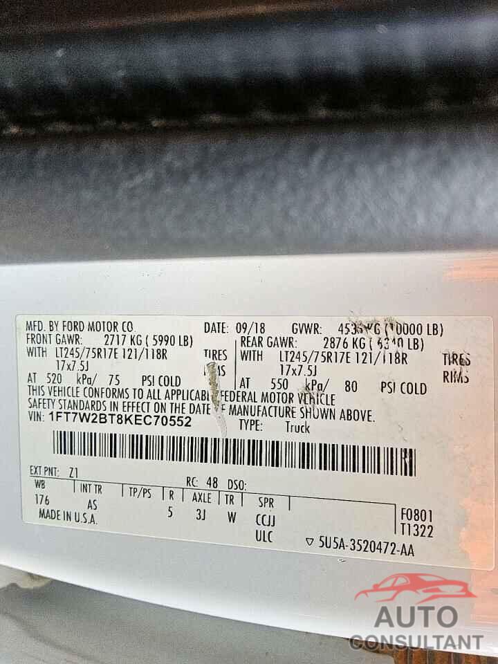 FORD F250 2019 - 1FT7W2BT8KEC70552
