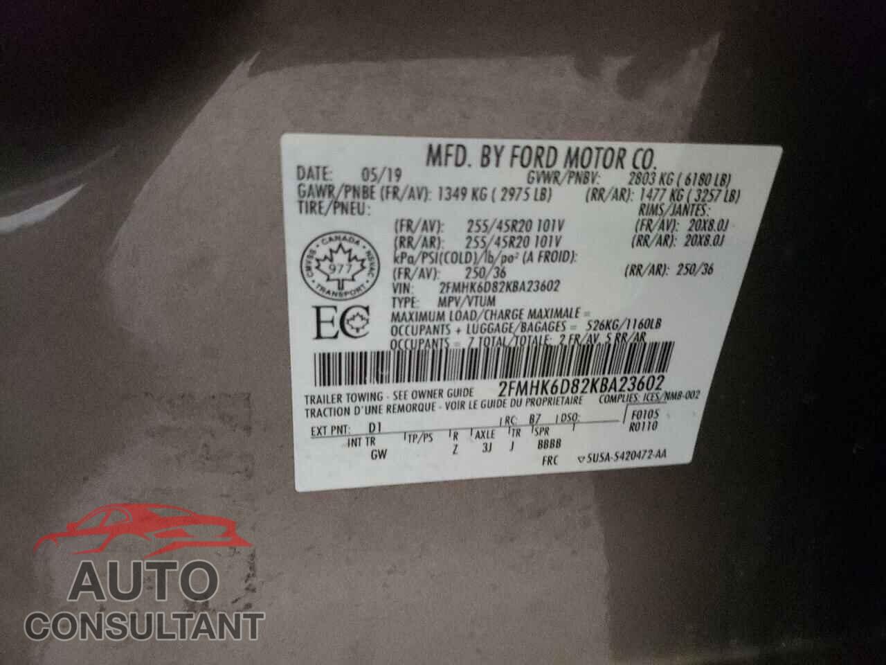FORD FLEX 2019 - 2FMHK6D82KBA23602