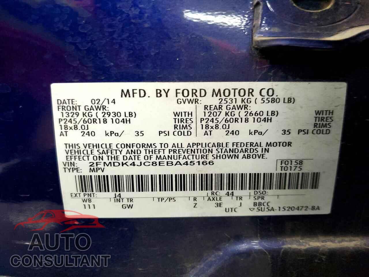 FORD EDGE 2014 - 2FMDK4JC8EBA45166