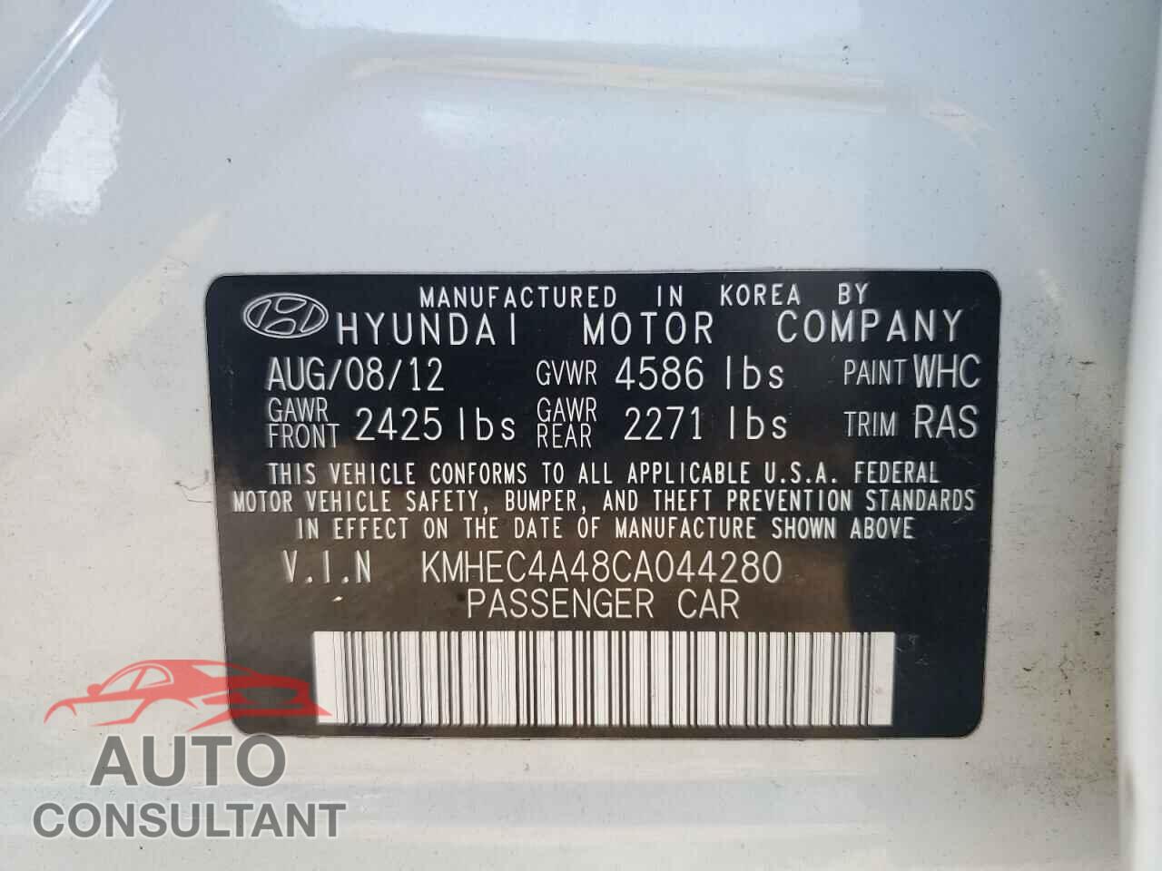 HYUNDAI SONATA 2012 - KMHEC4A48CA044280