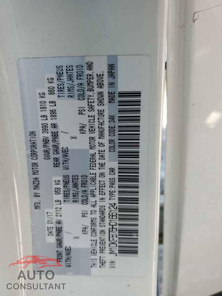 MAZDA CX-3 2017 - JM1DKFB76H0166124